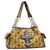 Cross Charm Tote Bags: Monogram w/ Cross Charm - Tan - BG-JO1032CM-TN Cross Charm Tote Bags: Monogram w/ Cross Charm - Tan - BG-JO1032CM-TN